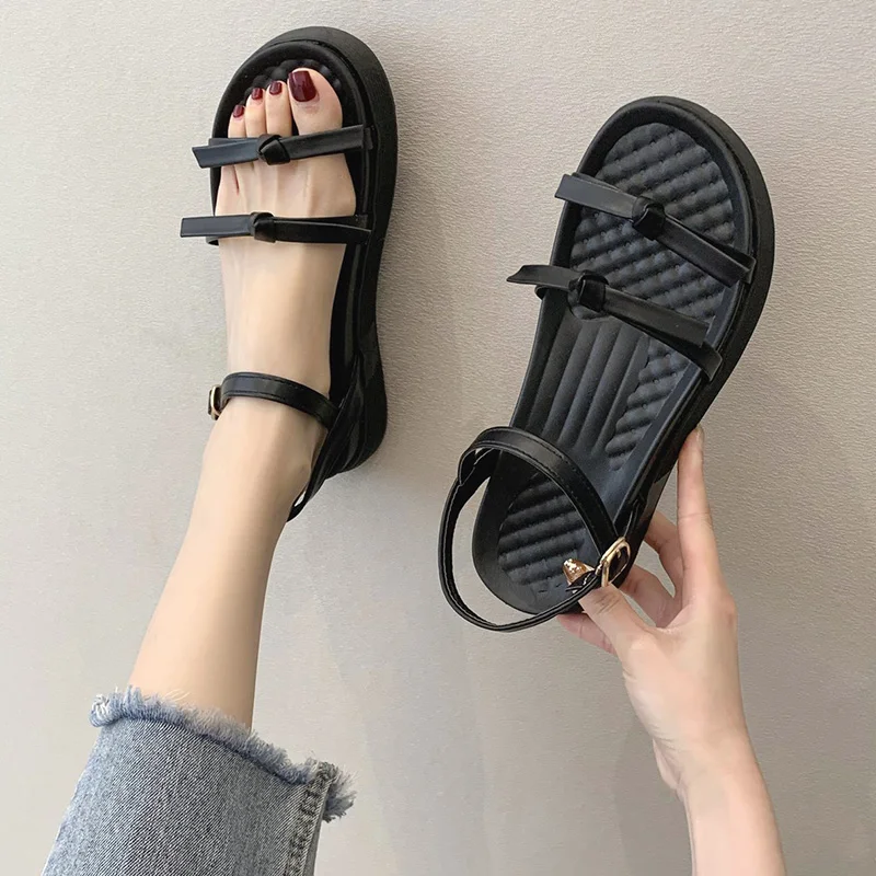 

2021 Sandals Comfort Shoes for Women Med Suit Female Beige Buckle Strap Summer Heels Clogs Wedge Espadrilles Platform New Gladia