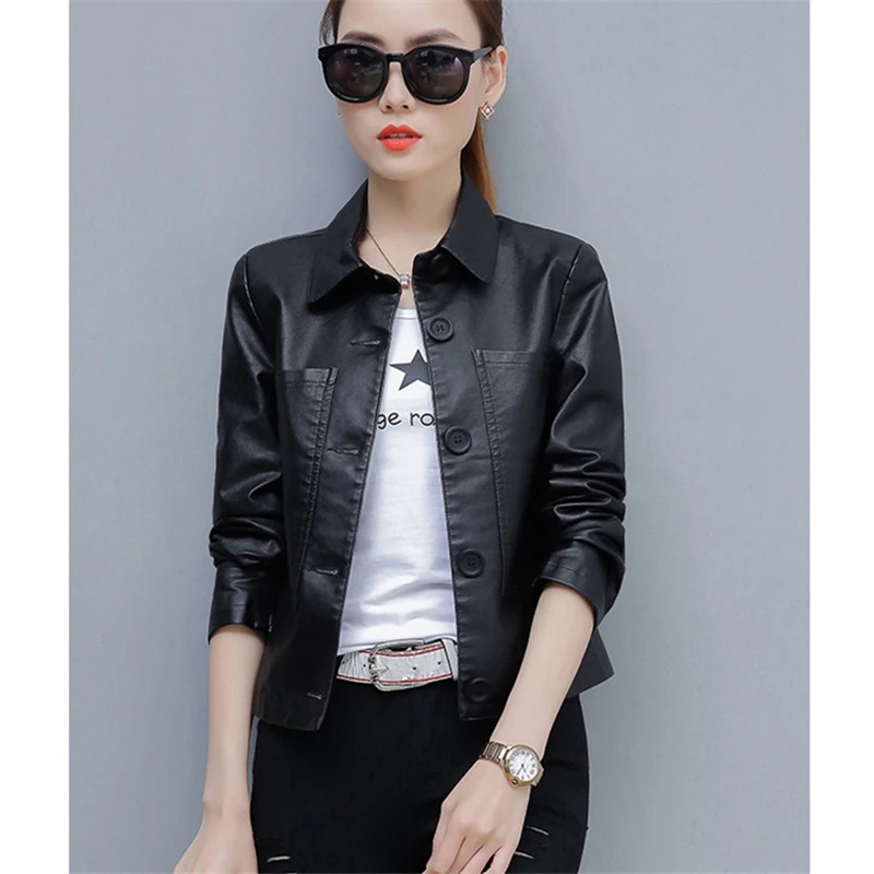 2019 демисезонная модная новая кожаная женская тонкая плюшевая Короткая