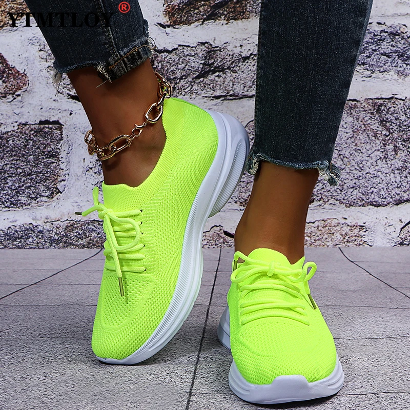 

Women Tennis Shoes Breathable Mesh Height-increasing Slip-on Female Sock Footwear Outdoor Women Sneakers Thick Bottom Platforms
