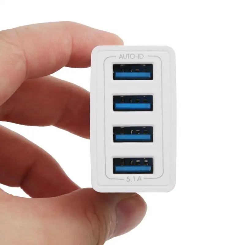 4 USB порта 5.1A интерфейс мобильный телефон зарядка штепсельная вилка адаптер