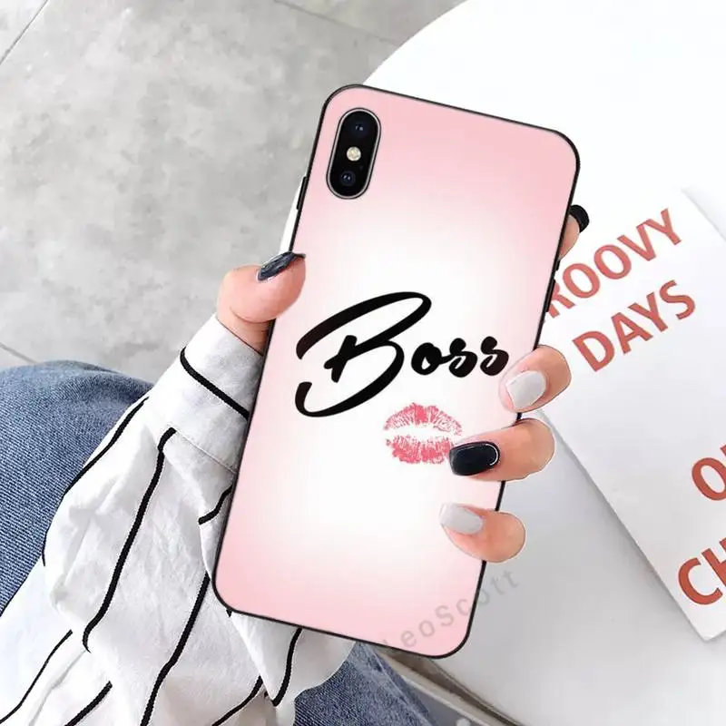 

Girl Boss Pink Women power text slogan Phone Case for iPhone 11 12 mini pro XS MAX 8 7 6 6S Plus X 5S SE 2020 XR