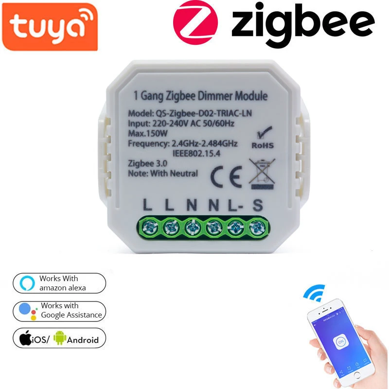Умный регулятор яркости Zigbee Tuya Graffiti устройство включения и выключения 1/2 клавиш