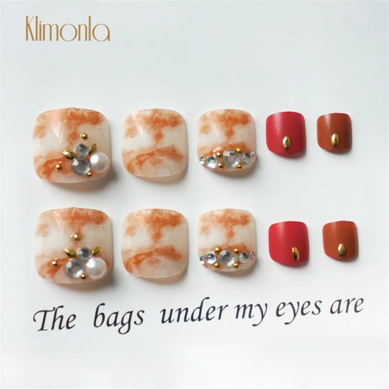 24 шт. накладные ногти в мраморном стиле с полным покрытием искусственные клеем