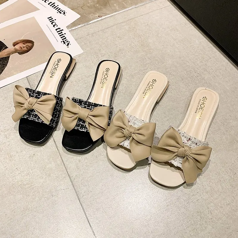 

Popular sandals and slippers for women's outer wear 2021 new Korean summer fashion small fragrance open toe thick heel sandals