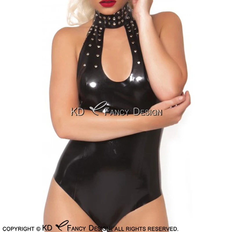 Черное сексуальное латексное облегающий костюм высокие вырезы для ног с