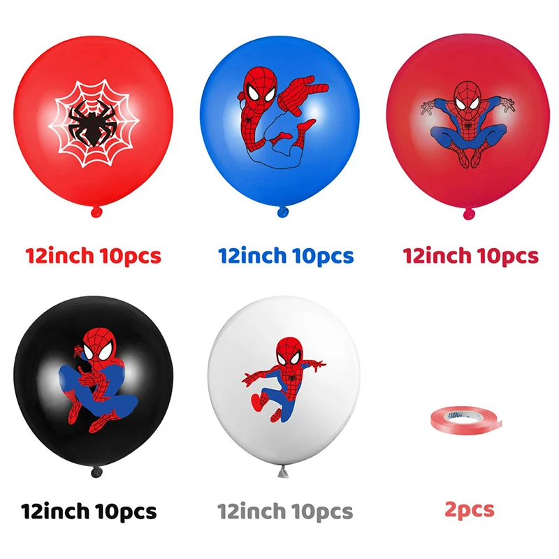 

52Pcs Spider Theme Superhero Birthday Party Balloons Bouquet with Ribbons Party Favors Decor for Children Boys Parties Supplies