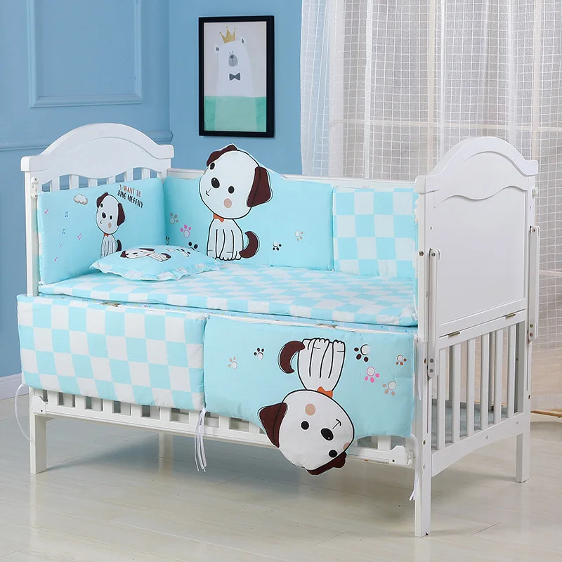 Dog 100-56cm IMBABY/комплект постельного белья для малышей, 5 шт., детская кроватка, постельное белье для малышей, мягкая детская кроватка из хлопка, мягкий детский бампер, наволочка, простыня для младенцев - Цвет: Dog 100-56cm