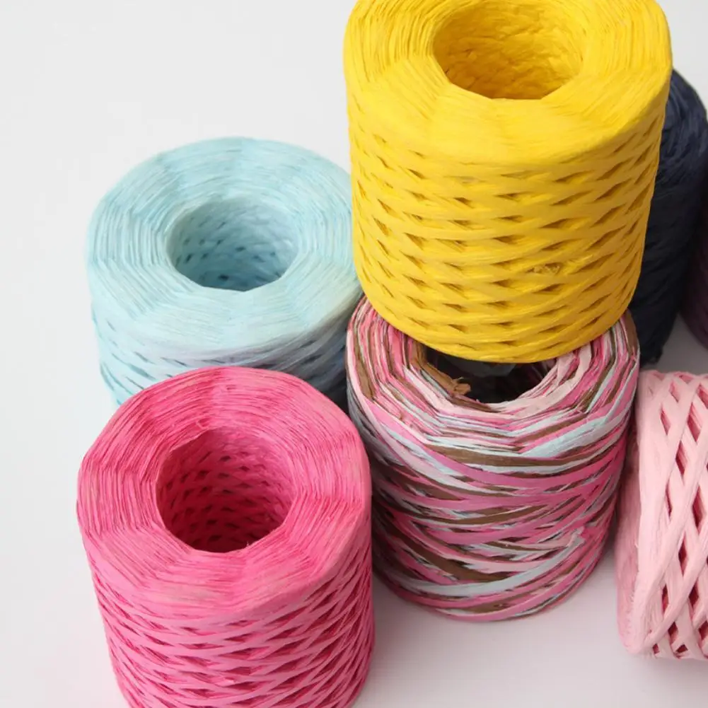 

200m/roll Holiday Decorating Raffia Paper Ribbons Colorful Rope Braided Pastry Hand Cake Packing Tape Gift Wrapping Baking E3x9