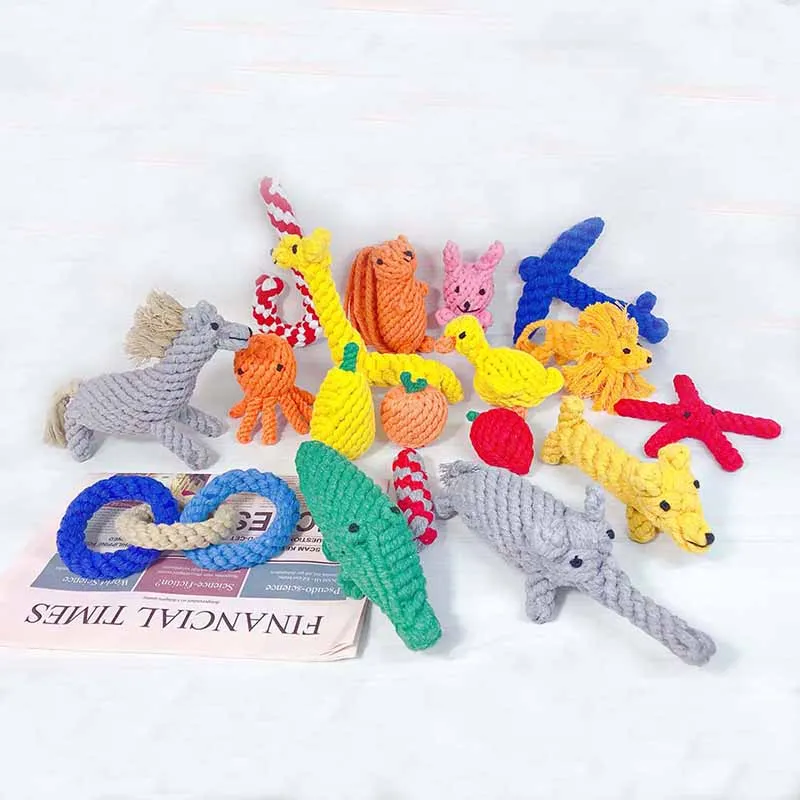 Плетеная хлопковая веревка игрушка для собак/жевательные игрушки чистки зубов