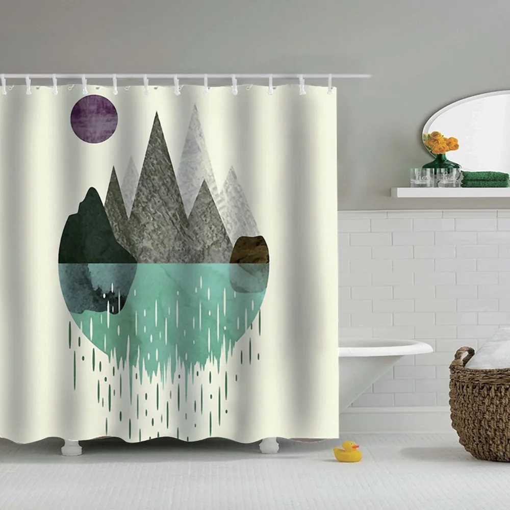 

Dafield Art Shower Curtain Colorful Abstract Decor Ink Original Oil Printing Polyester Fabric Bathroom With Hooks