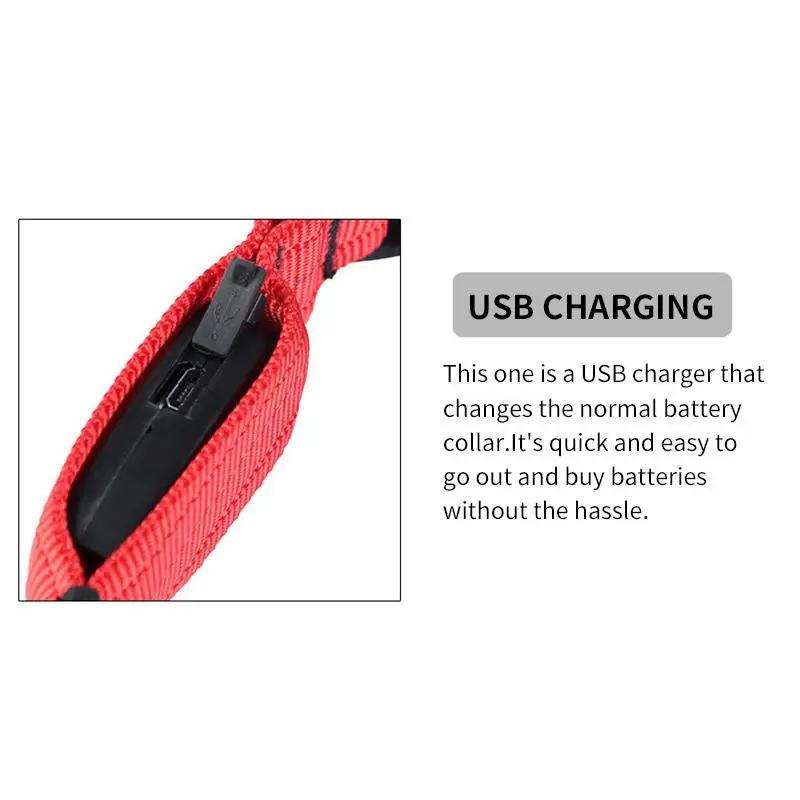 Ошейник для собак с зарядкой через USB перезаряжаемый светодиодный мигающий