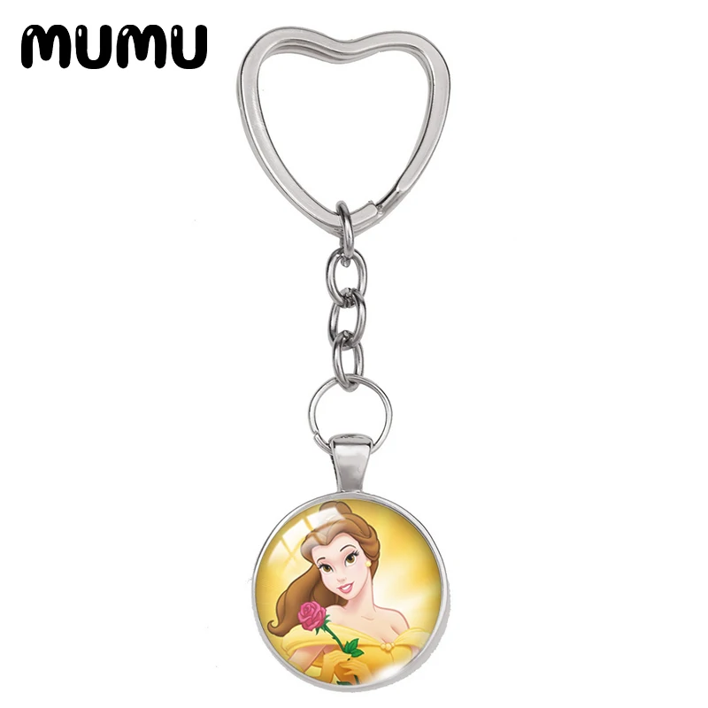 2021 Новый Красота и с рисунком из мультфильма Красавица Чудовище сердце брелок