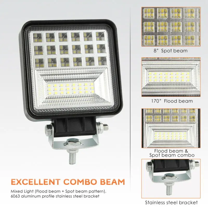 

DC 9-30V Car Lights 126W Motorcycles Car Replacement Spotlight Black 45-LED
