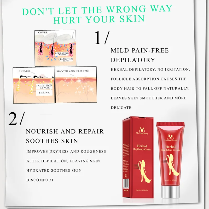 

Herbal Body Hair Removal Cream Gentle Hand Leg Armpit Hair Depilatory Cream