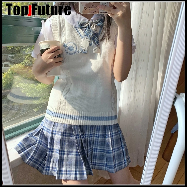 Новинка японский Трикотажный жилет JK школьная униформа uniformвышитый с одной