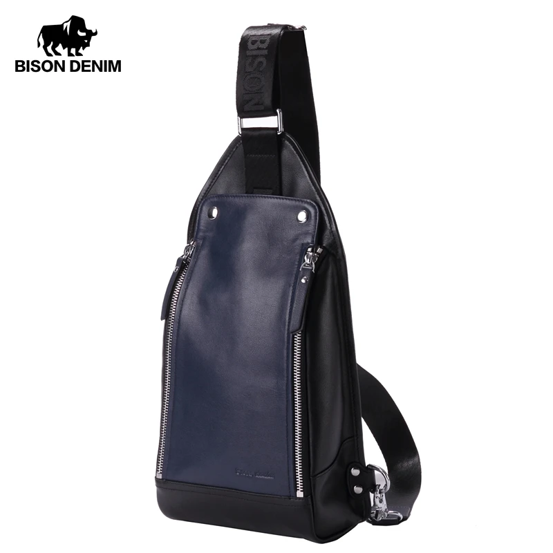 Мужская сумка-Кроссбоди BISON DENIM из натуральной кожи повседневная нагрудная сумка