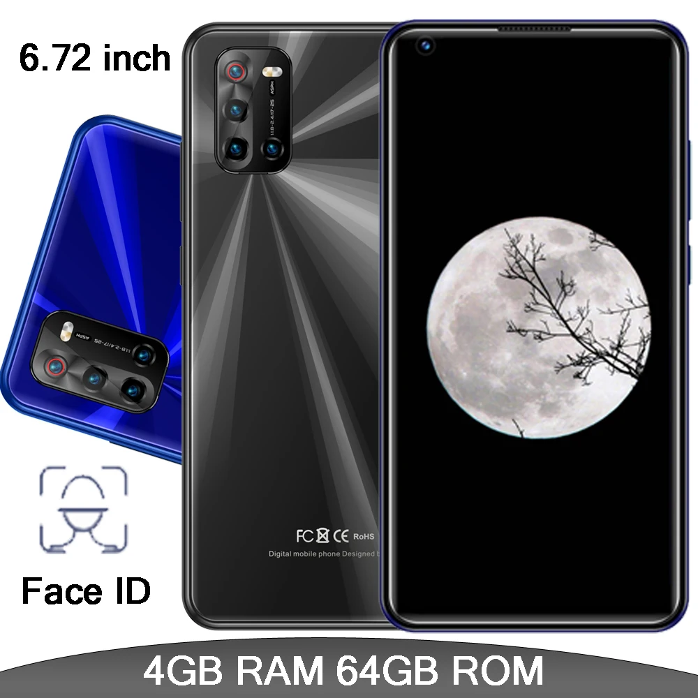 

Android 9S Quad Core 4G RAM+64G ROM Front/Back Camera Face ID 8MP+13MP Global Smartphones 6.72" Mobile Phones Celulares Unlocked