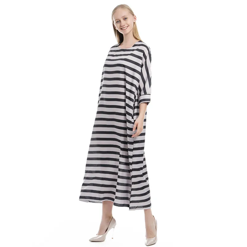 Повседневное Полосатое платье с коротким рукавом модное летнее женское круглым