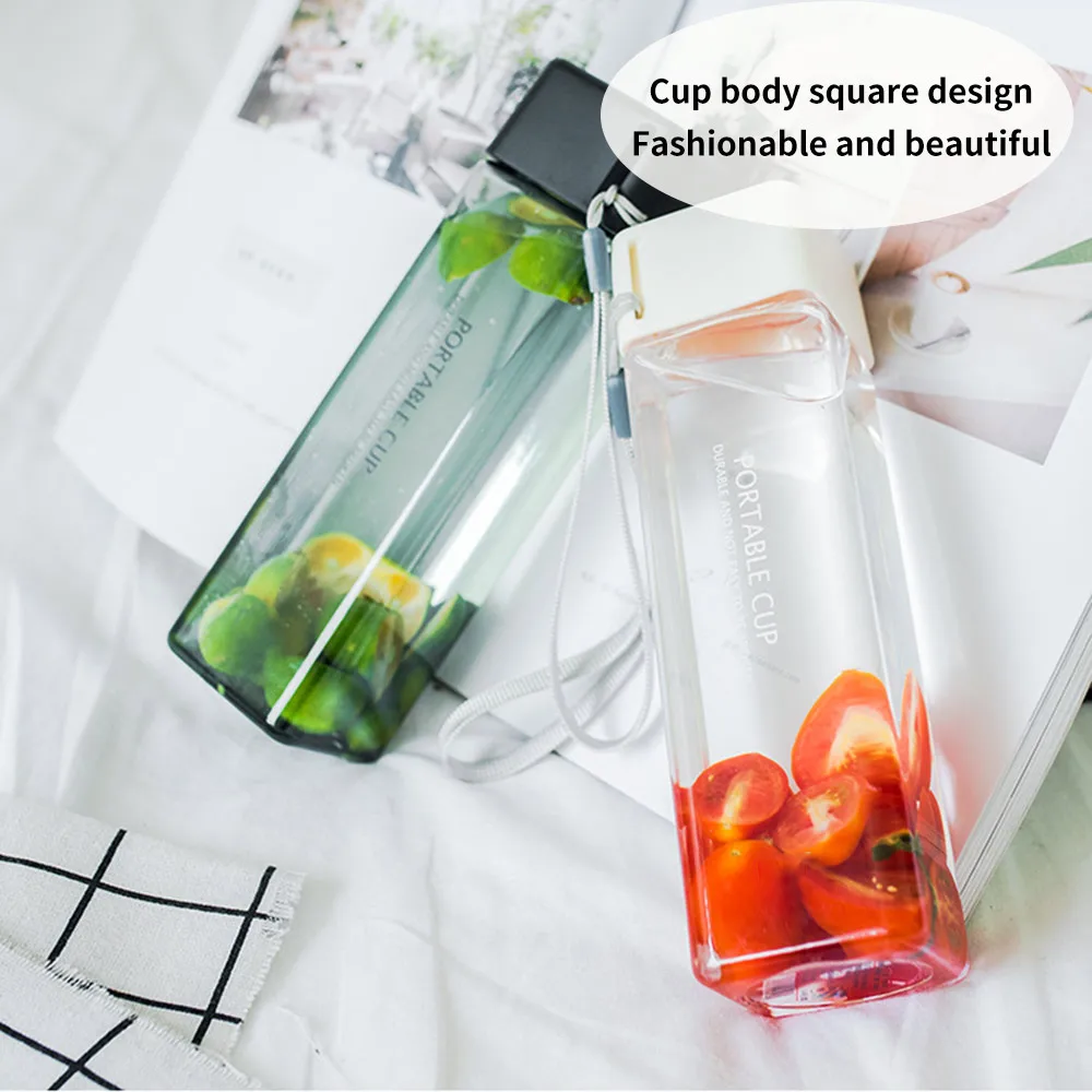 Новая квадратная пластиковая бутылка для воды портативная прозрачная
