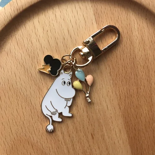 Moomin брелок Mumin Muumi милый мультфильм Airpods силиконовый защитный набор Apple Беспроводная bluetooth-гарнитура Tide брелок - Цвет: Белый