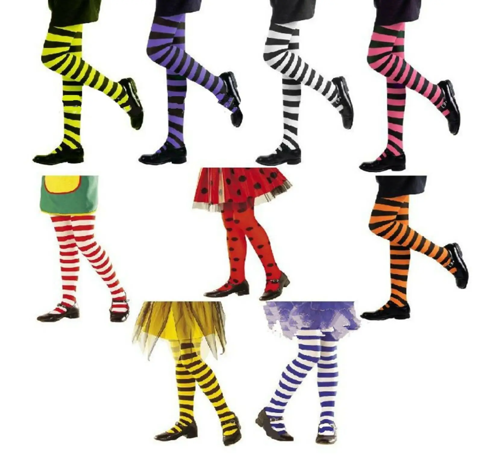 Колготки для девочек на Хэллоуин в полоску 5 8 лет вечерние детские чулки костюмы