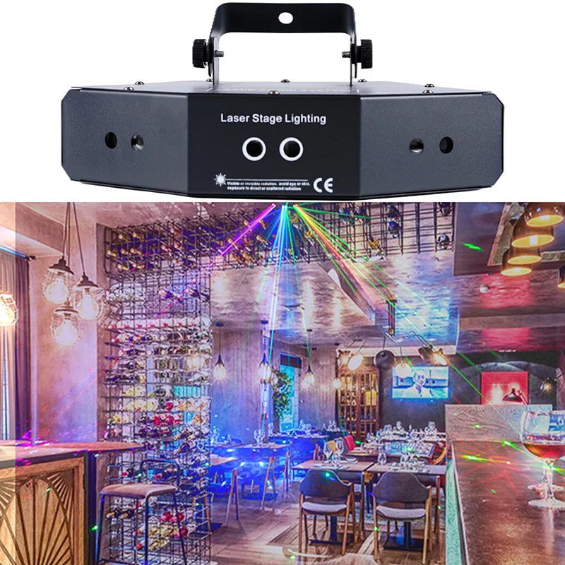 

Professional 6 Eyes Stage Light LED RGB Strobe Beam Laser Projector DMX Sound Remote Control Party Lighting Effect for Bar KTV