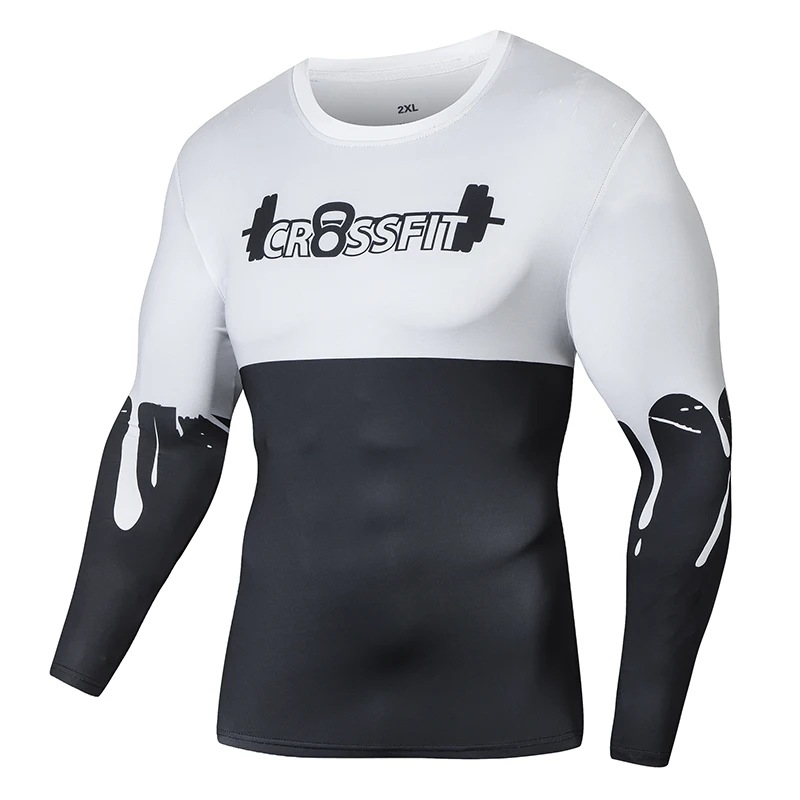 Мужская спортивная компрессионная футболка для фитнеса бега тренировок плотная