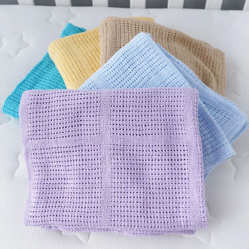 Детское Хлопковое одеяло для коляски новорожденных фотосъемки однотонное