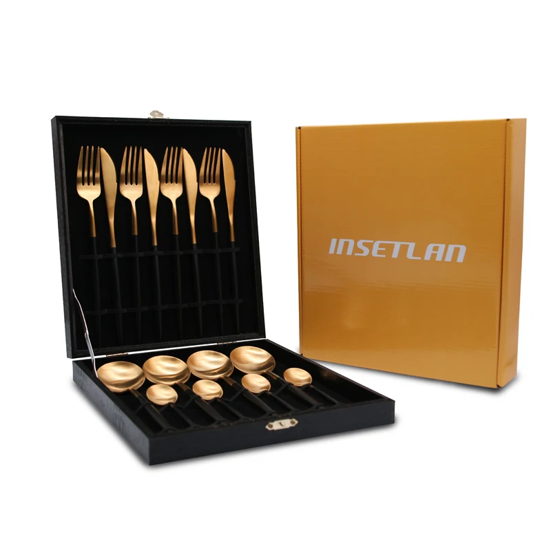 

Stainless Steel Cutlery Tableware Set Dinner Forks Knives Scoop Set Silverware Multicolor Kitchen Home Dinnerware Food Drop Ship