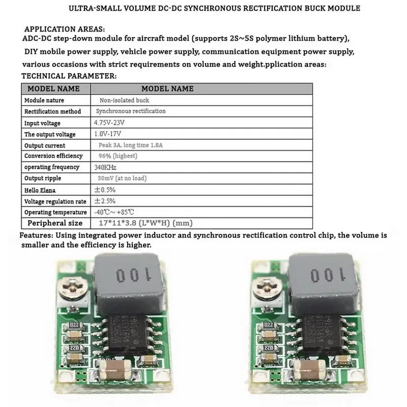Понижающий мини-преобразователь 3 А с DC-DC регулятор напряжения от 5 в-23 в до 5/10 6 9 В