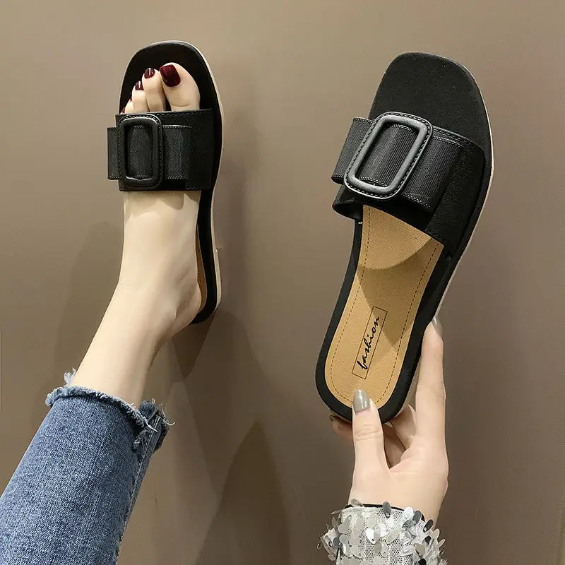 

Women Slippers New Fashion All-match Korean Style Slippers Women Summer Wear Home Non-slip Student Flat-bottom Slippers