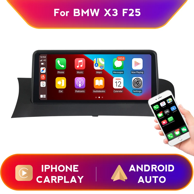 

HD Carplay Android Auto Car Screen Player Multimedia For BMW X3 F25 Steering wheel controls 10.25inch