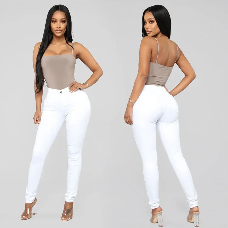 

Fashion Ladys Calsa Jeans Feminino Woman Plus Size High Waisted Stretch Slim Jeans Mujer 2020 Casual Pencil Pants Large Size #3