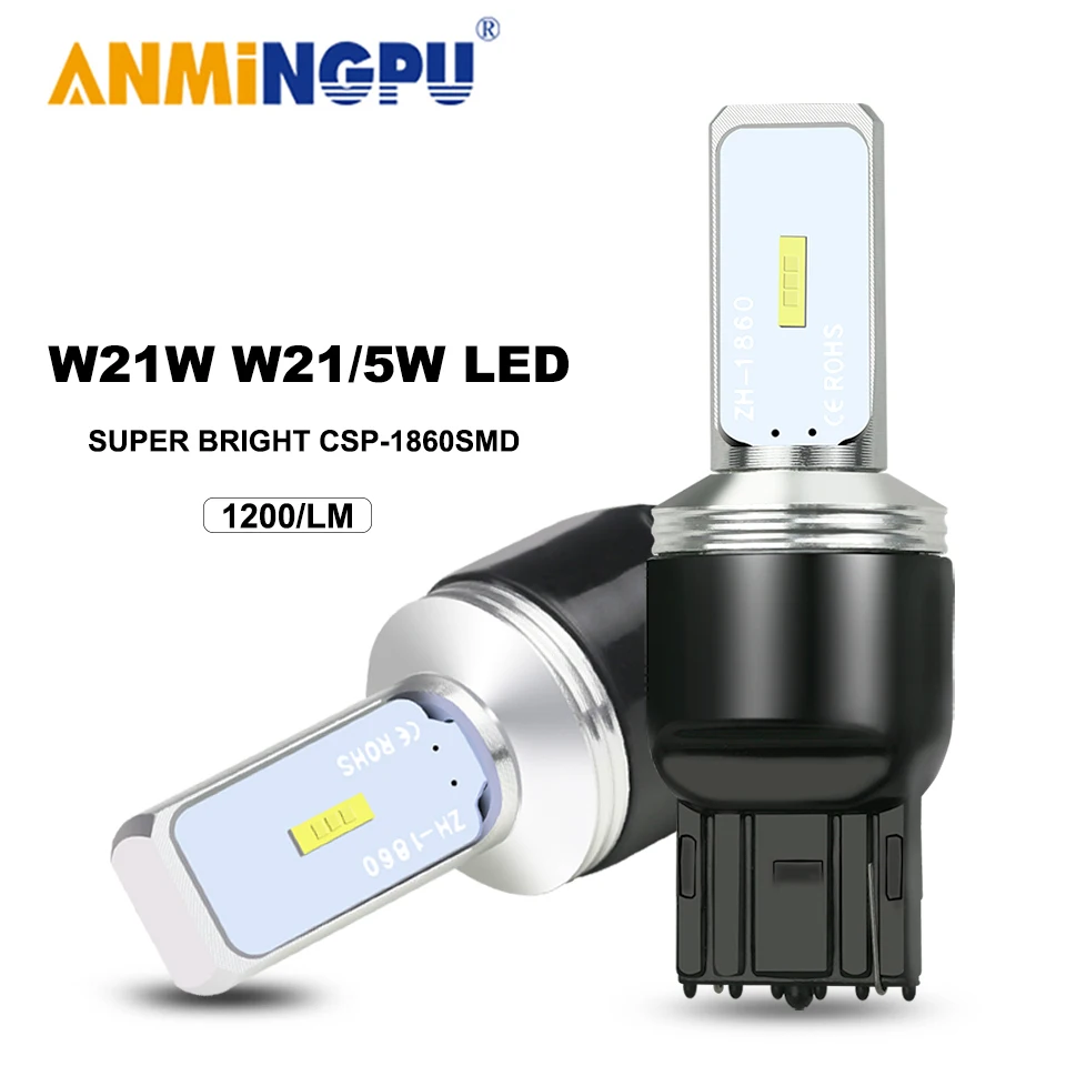 ANMINGPU 1x светодиодный T20 W21 5W 7443 белый 7440 W21W светодиодные лампы CSP 1860SMD T25 3157 P27 7W 3156 Led