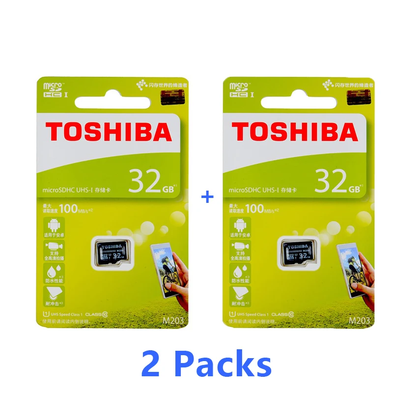 2 packs 32GB Карта памяти TOSHIBA 128 Гб 64 Гб 256 ГБ SDXC макс до 100 МБ/с. микро SD карты SDHC-I 32GB 16G U1 Class10 официальный проверки - Емкость: 2 packs 32GB