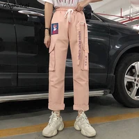 cargo pants women solid simple all match cotton plus size womens korean style new trendy casual loose pockets high quality soft