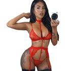 Комплект женского нижнего белья, эротическое кружевное нижнее белье, бюстгальтер + трусики + сексуальная подвязка, 3 шт.компл., 2020