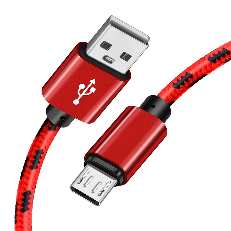 Red Микро USB кабель 2 м 1,5 м нейлон Быстрая зарядка USB кабель для передачи данных для samsung Xiaomi huawei планшет Android мобильный телефон usb зарядный шнур - Тип штекера: Red