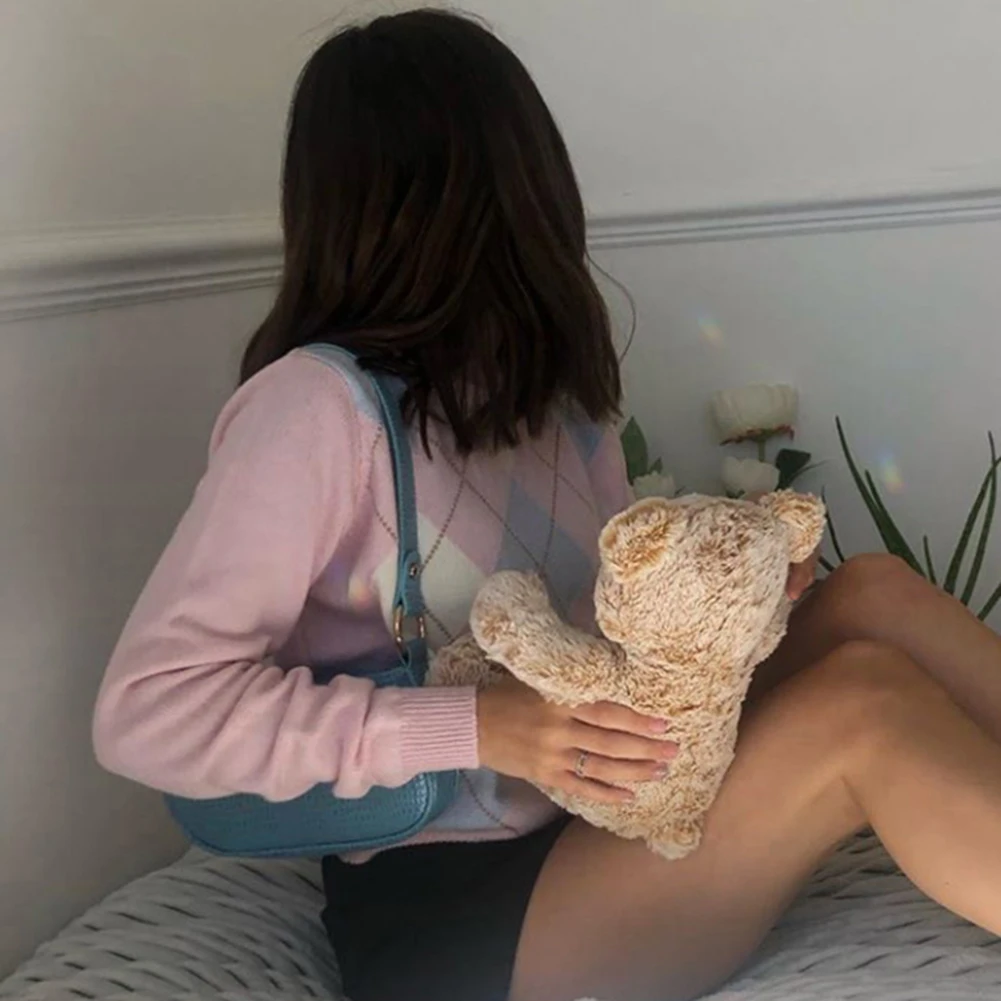 Новинка свитер в клетку E-Girl свободные вязаные топы Y2k повседневная милая одежда