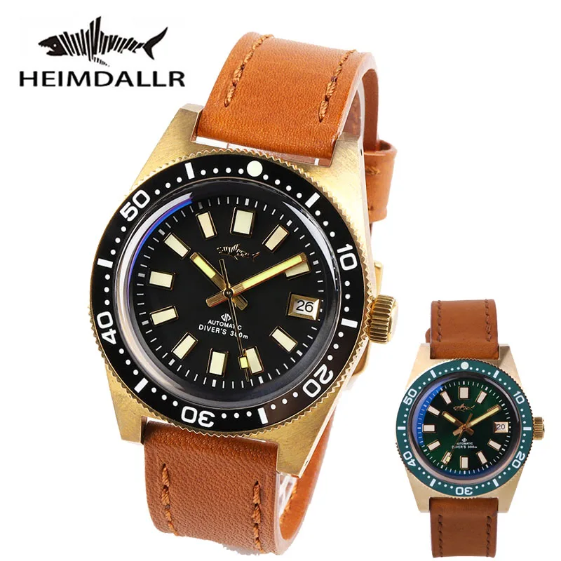 

Мужские механические часы Heimdallr Sharkey, модель 300 из бронзы, японская модель NH35A, часы с минеральным стеклом и светящимся циферблатом для дайвинга, м