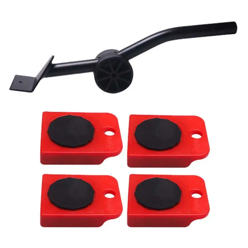 

2021 New 5pcs Furniture Lifter Slider Kit Heavy Stuffs Mover Tool Wheeled Roller Wheel Bar Device