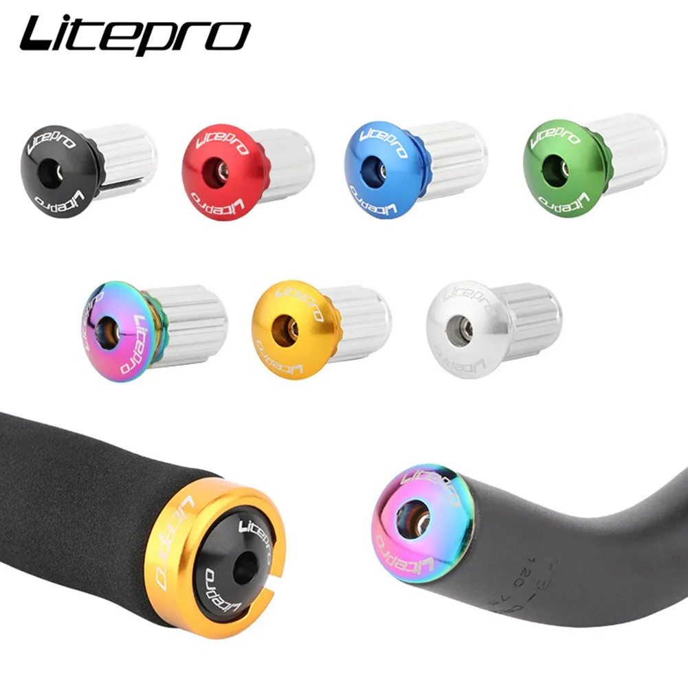 

Litepro 1 pair foldable bicycle handlebar plug bicycle handlebar cover aluminum alloy road bike handlebar end cap accessory
