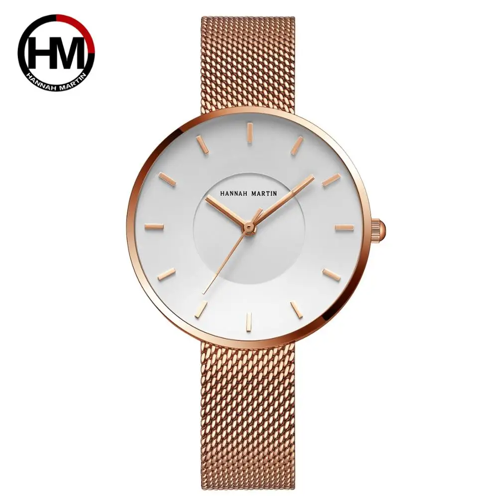 

JAPAN MIYOTA 2035 Quartz Simple Design Top Brand Luxury Gift Stainless Steel Big Curved Face Dial White Rose Gold Women Watches
