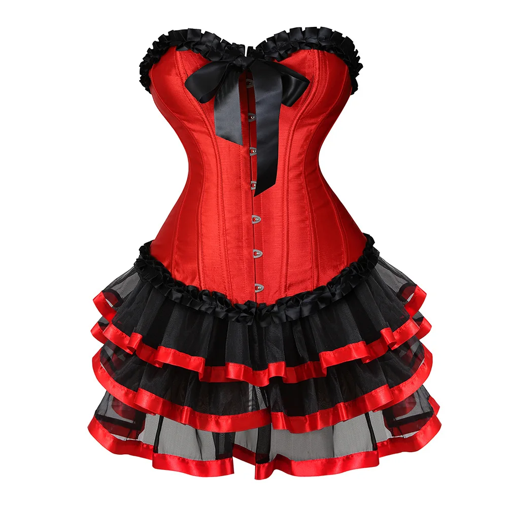 Сексуальные корсеты для женщин костюм большого размера бурлеск корсет и юбка в