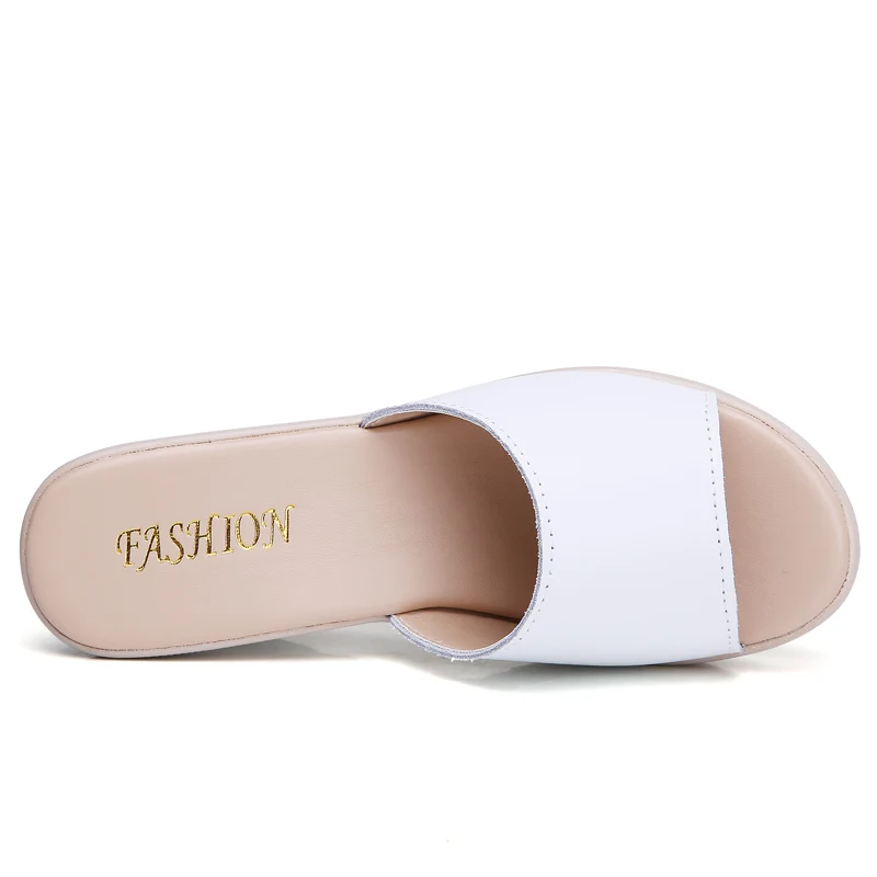 Летняя тапочка на платформе и высоком каблуке женские тапочки из натуральной