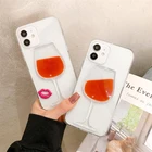 Забавный 3D чехол с жидким стеклом красного вина для телефона iPhone 12 11 Pro Max 7 8 Plus X XS Max XR SE 2020, милый прозрачный чехол с блестящими губами