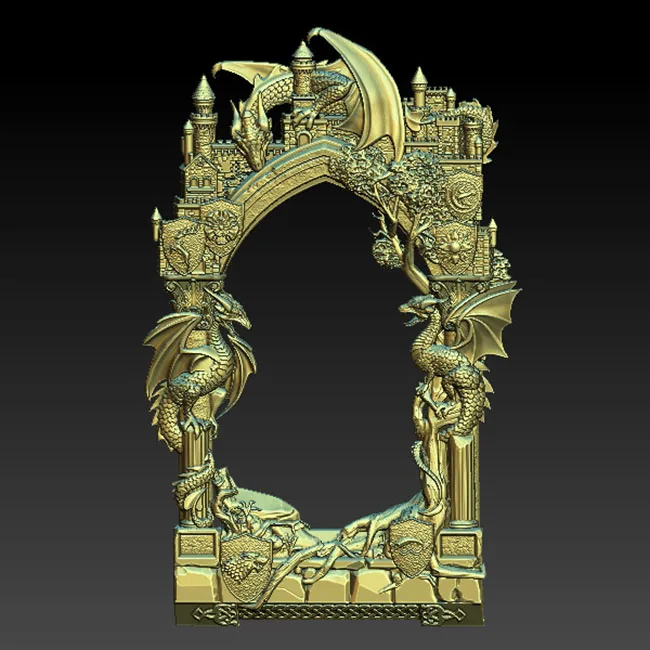 Средневековый стиль дверь дракона модель STL 3D для ЧПУ маршрутизатора принтер Artcam