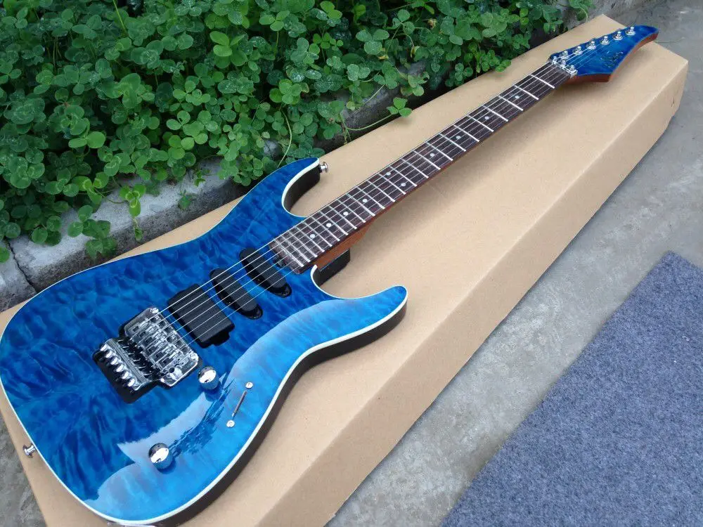 

Новый Электрогитары. Синий цвет пламени топ 6 жал гитары, высокого качества звукосниматели Джаз гитара. Реальные фотографии