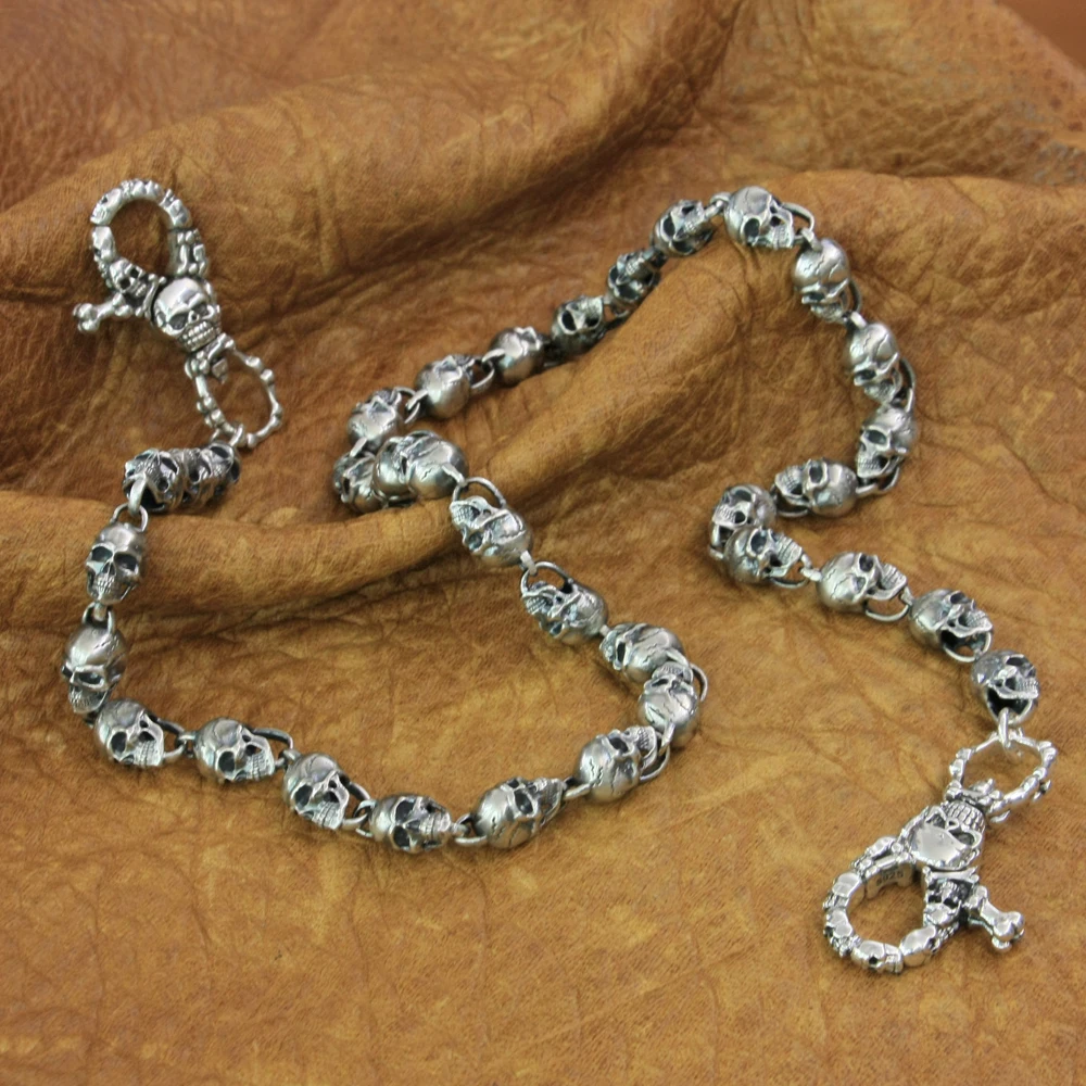 925 пробы серебряные черепа брелок мужские байкерские в стиле панк Рок кошелек