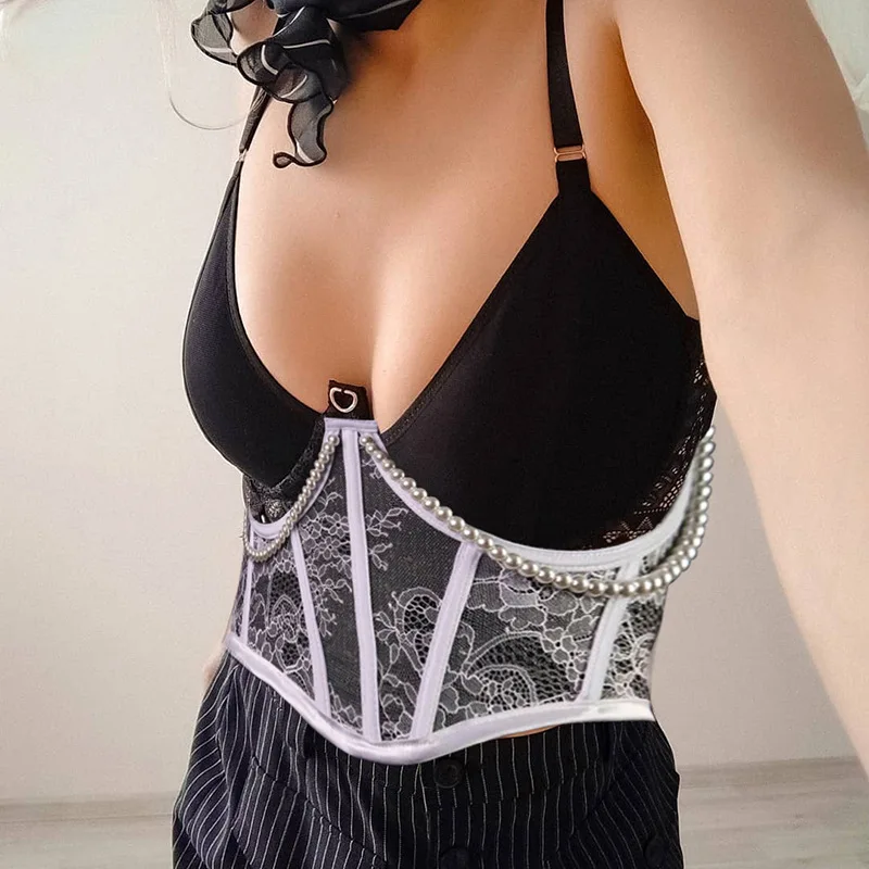 

Missnight кружева ремни для женщин бисер искусственный жемчуг Корсет Топ Тонкий пояса облегающие элегантные вечерние Клубные летние уличной мо...